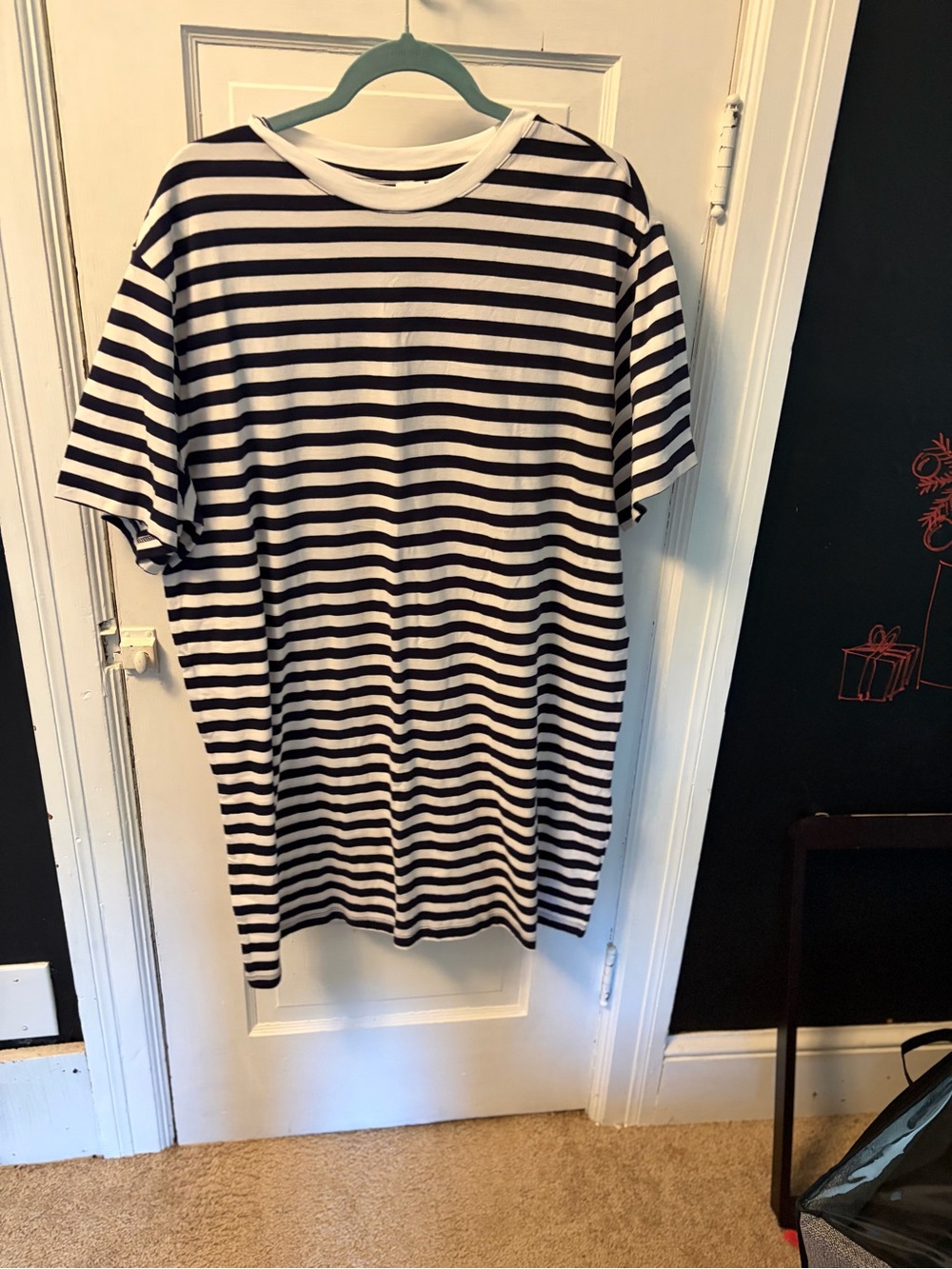 XL GAP Black and White Horizontal Stripe Crew Neck Mini dress